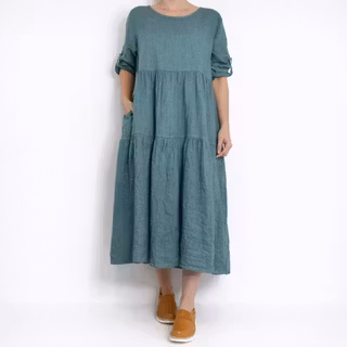 Linneklänning Fickor VERT CANARD