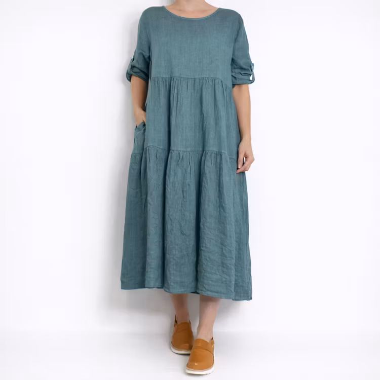 Linneklänning Fickor VERT CANARD