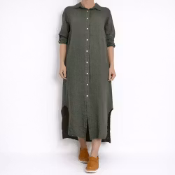 Skjortklänning i linne KAKI