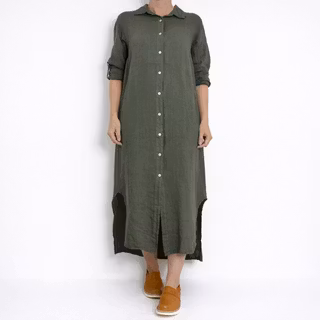 Skjortklänning i linne KAKI