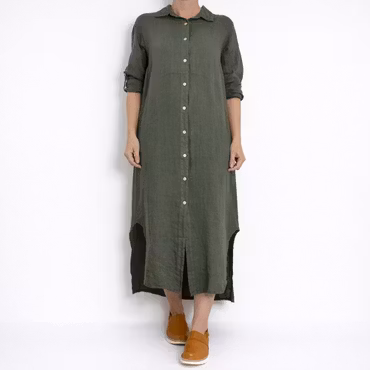 Skjortklänning i linne KAKI