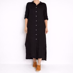 Skjortklänning i linne SVART