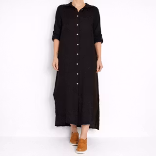 Skjortklänning i linne SVART