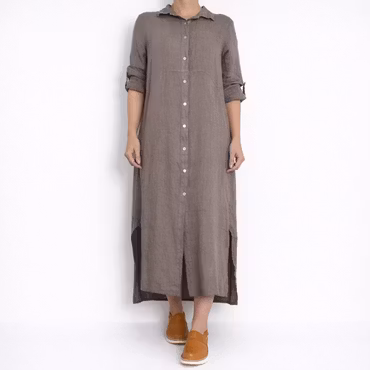 Skjortklänning i linne TAUPE