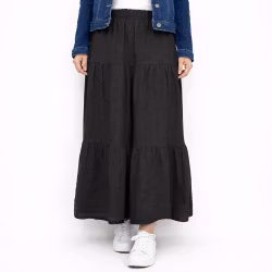 Linnekjol med volanger ANTRACIT