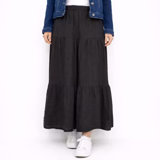 Linnekjol med volanger ANTRACIT