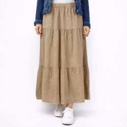 Linnekjol med volanger TAUPE