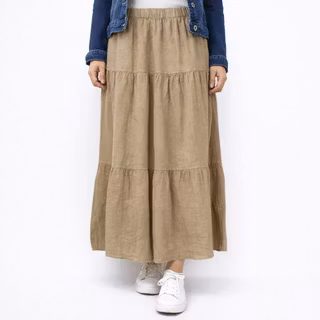 Linnekjol med volanger TAUPE