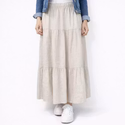 Linnekjol med volanger BEIGE