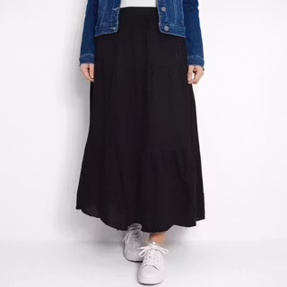 Linnekjol med volanger SVART