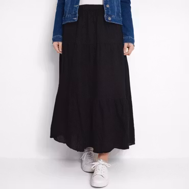 Linnekjol med volanger SVART