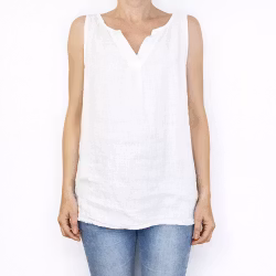Linne/Ärmlös topp VIT