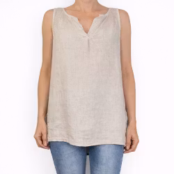 Linne/Ärmlös topp BEIGE