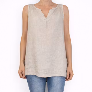 Linne/Ärmlös topp BEIGE