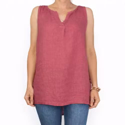 Linne/Ärmlös topp FUSCHIA