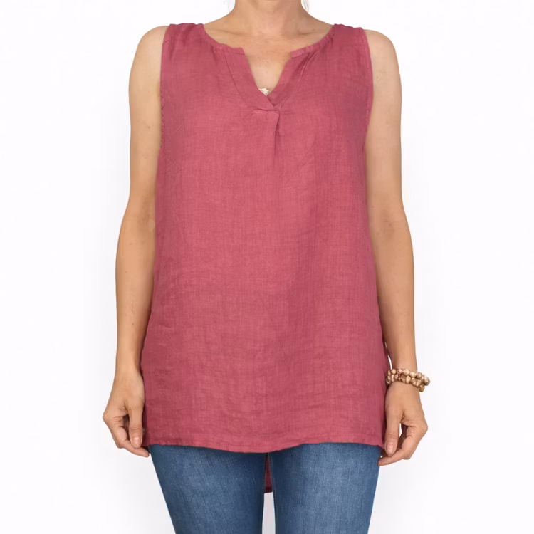 Linne/Ärmlös topp FUSCHIA
