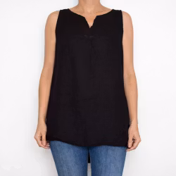 Linne/Ärmlös topp SVART