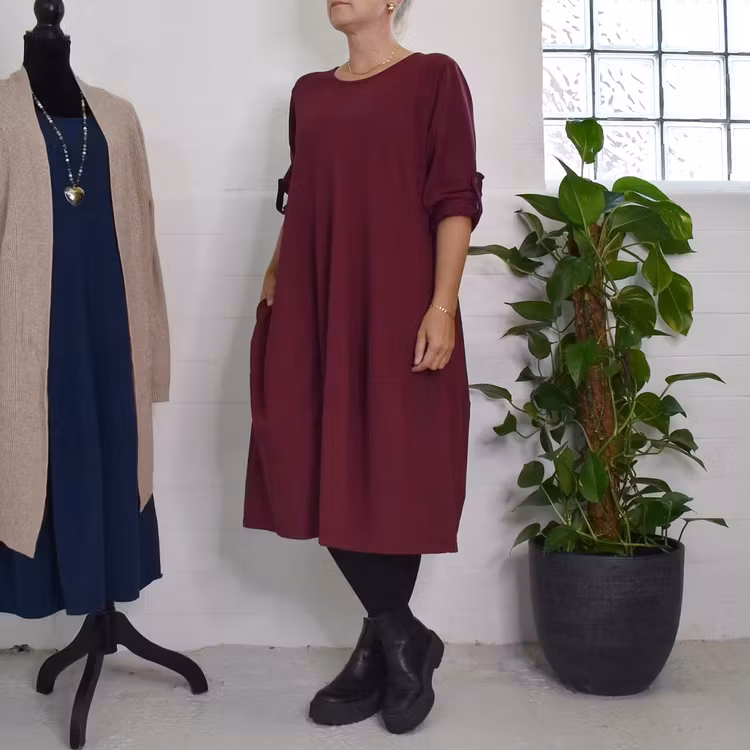 Sweatshirtklänning WINE