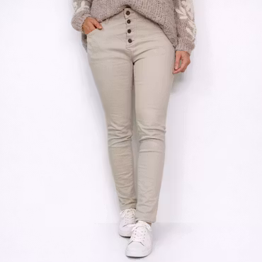 Jeans med Knappar BEIGE CHIARO - 3D Denim