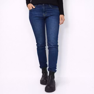 Jeans med Gylf MÖRK BLÅ - 3D Denim