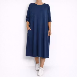 Sweatshirtklänning MÖRKBLÅ