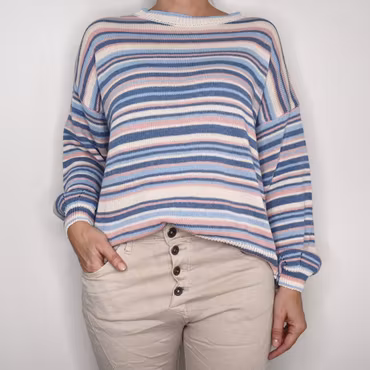 Stickad Tröja Phoebe Randig BLÅ - Camicia