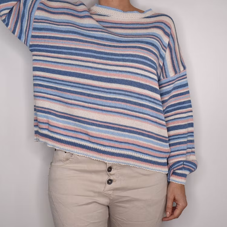 Stickad Tröja Phoebe Randig BLÅ - Camicia