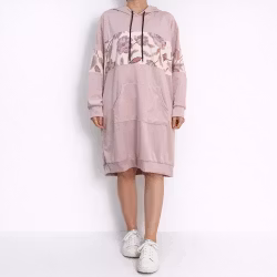 Hoodieklänning Velour Emily Blommig ROSA - Camicia