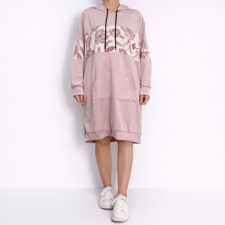 Hoodieklänning Velour Emily Blommig ROSA - Camicia