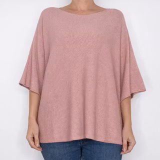 Finstickad Ponchotröja Sia OLD ROSE - Marta du Chateau