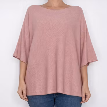 Finstickad Ponchotröja Sia OLD ROSE - Marta du Chateau
