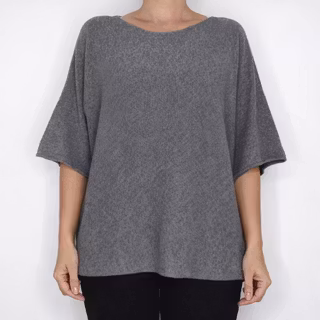 Finstickad Ponchotröja Sia MEDIUM GRÅ - Marta du Chateau