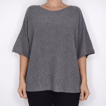 Finstickad Ponchotröja Sia MEDIUM GRÅ - Marta du Chateau