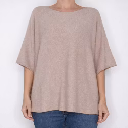 Finstickad Ponchotröja Sia MEDIUM BEIGE - Marta du Chateau