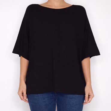 Finstickad Ponchotröja Sia SVART - Marta du Chateau