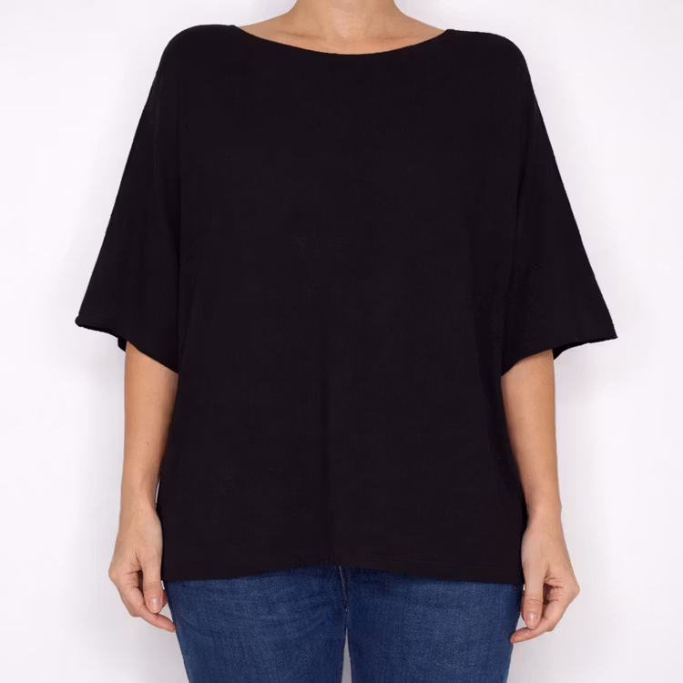 Finstickad Ponchotröja Sia SVART - Marta du Chateau