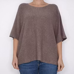 Finstickad Ponchotröja Nessa TAUPE - Mix By Heart