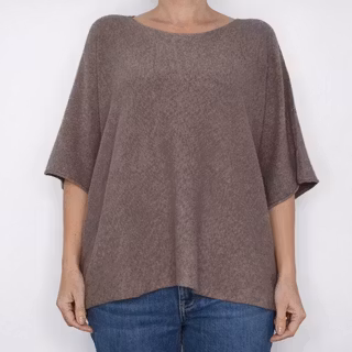 Finstickad Ponchotröja Nessa TAUPE - Mix By Heart