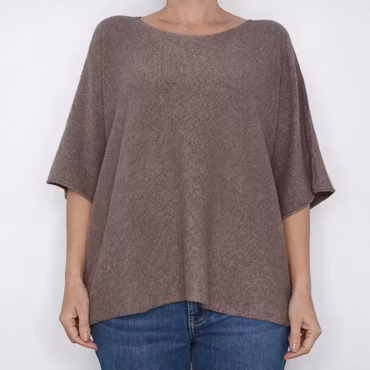 Finstickad Ponchotröja Nessa TAUPE - Mix By Heart