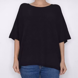 Finstickad Ponchotröja Nessa SVART - Mix By Heart