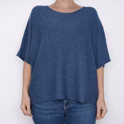 Finstickad Ponchotröja Nessa JEANSBLÅ - Mix By Heart