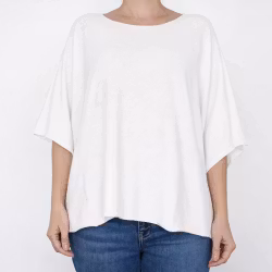 Finstickad Ponchotröja Nessa OFFWHITE - Mix By Heart