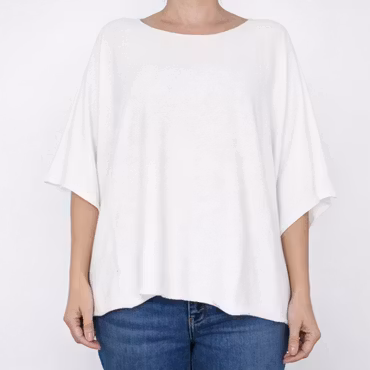 Finstickad Ponchotröja Nessa OFFWHITE - Mix By Heart