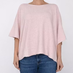 Finstickad Ponchotröja Nessa LJUSROSA - Mix By Heart