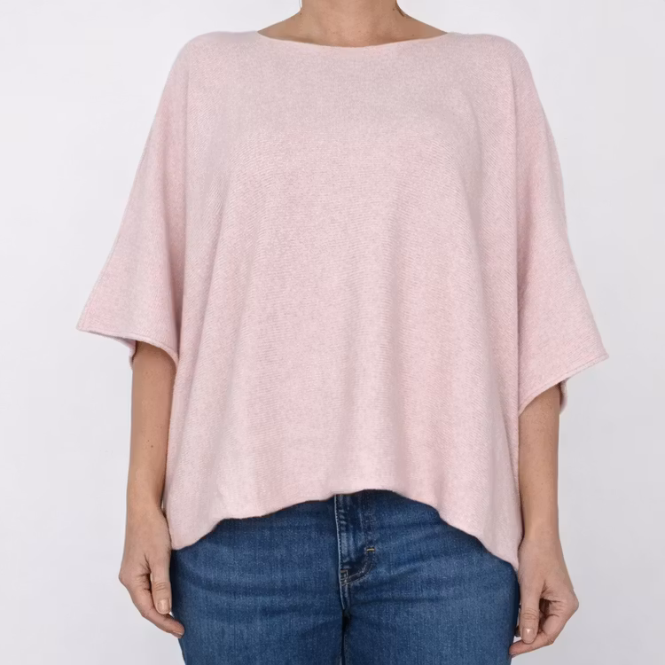 Finstickad Ponchotröja Nessa LJUSROSA - Mix By Heart