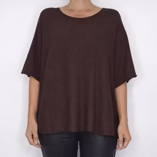 Finstickad Ponchotröja Nessa MÖRKBRUN - Mix By Heart