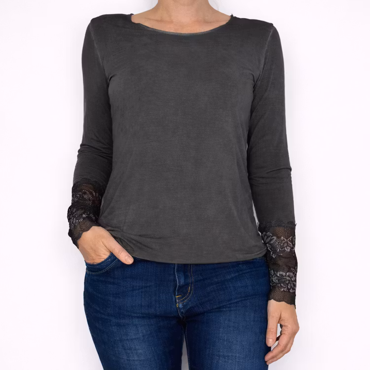 Bastopp med Spets GRÅ - Marta du Chateau