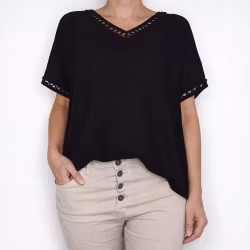 Topp Linnemix Hedda SVART - Camicia