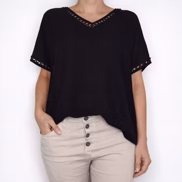 Topp Linnemix Hedda SVART - Camicia