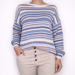 Stickad Tröja Phoebe Randig BLÅ - Camicia